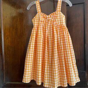 Gorgeous Janie and Jack orange check picnic dress size 10 white dressy